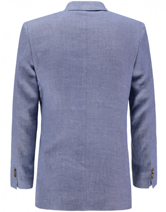 Blazer aus Leinen-Woll-Mischgewebe | Blau