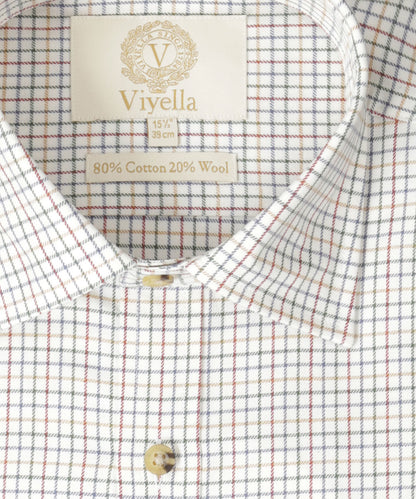 Shirt | Wit mini ruit Rood/Groen/Blauw/Oranje