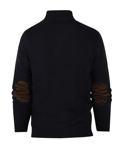 Zip-up button-down sweater | Navy Blue