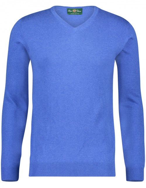 Sweater Cotton/Cashmere v-neck | Blue