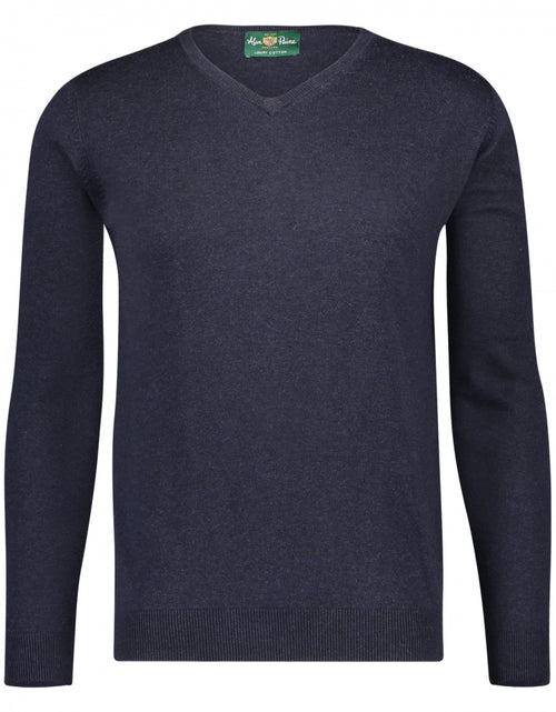 Sweater Cotton/Cashmere v-neck | Navy Blue