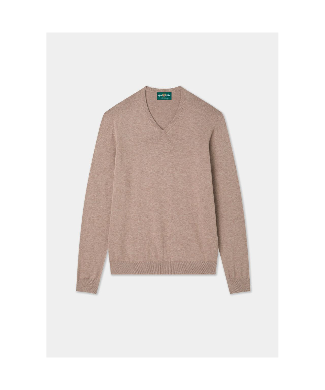 Pullover aus Baumwolle/Kaschmir mit V-Ausschnitt | Braun
