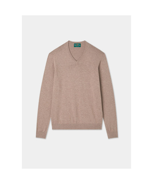 Pullover Cotton/Cashmere v-neck | Brown