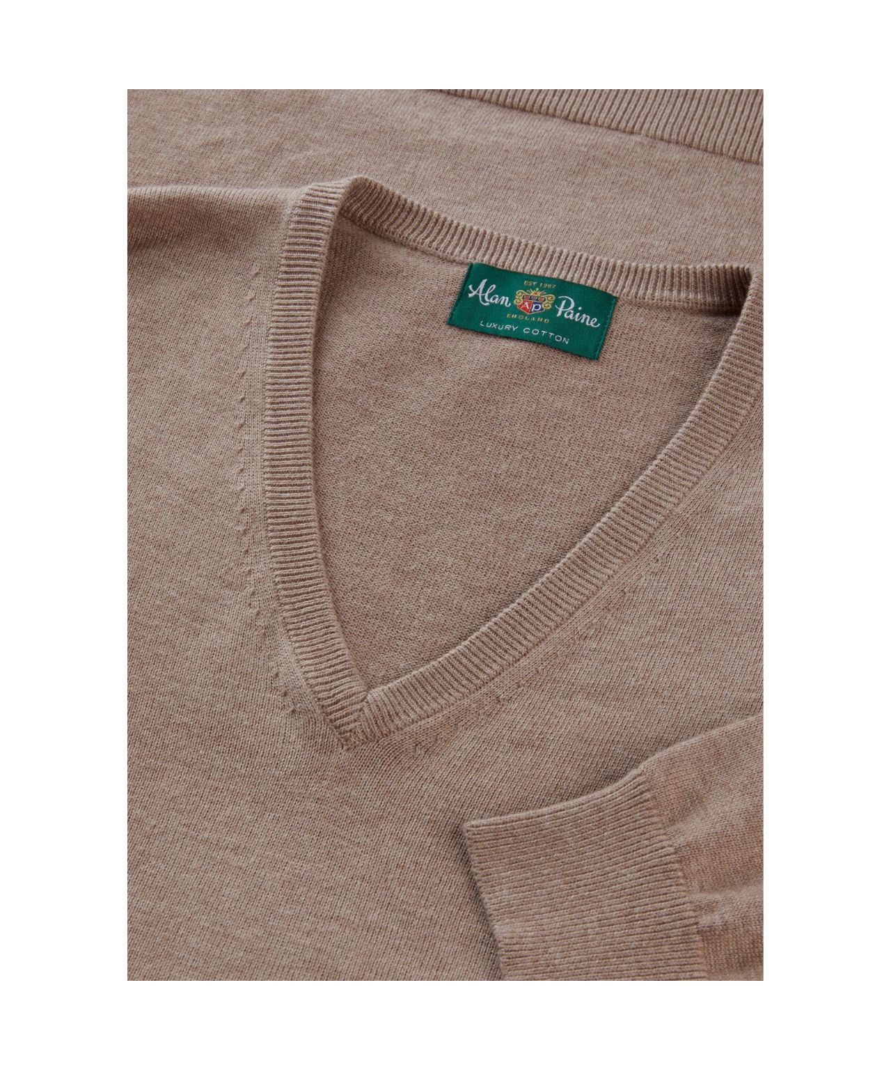 Pullover aus Baumwolle/Kaschmir mit V-Ausschnitt | Braun