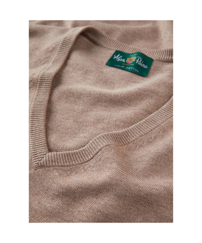 Pullover aus Baumwolle/Kaschmir mit V-Ausschnitt | Braun