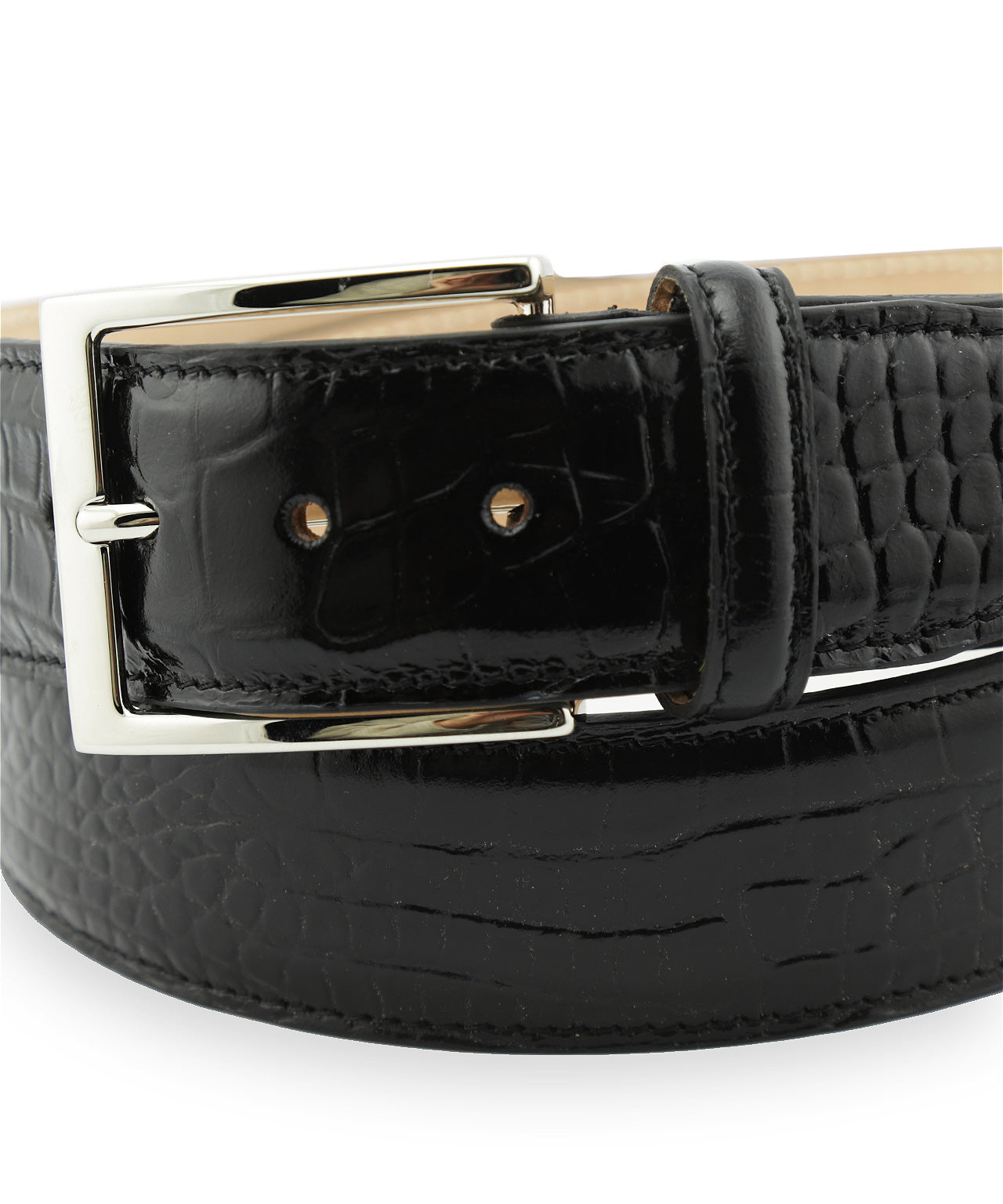 Riem Croco print | Zwart