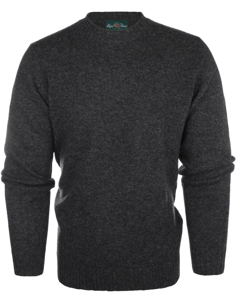 Alan Paine Shetland Crew Neck Pullover | Charcoal Grey