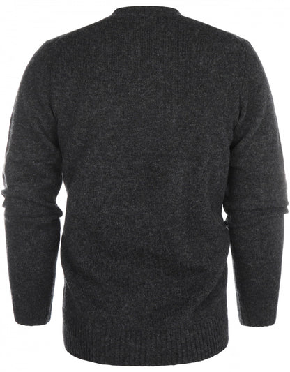Alan Paine Shetland Crew Neck Pullover | Charcoal Grey