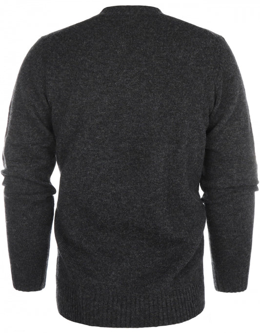 Alan Paine Shetland Crew Neck Pullover | Charcoal Grey