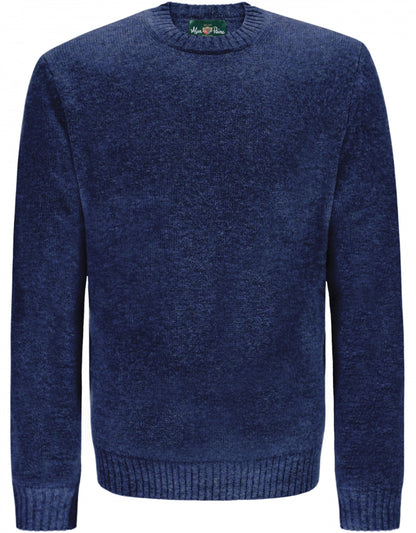 Alan Paine Shetland-Pullover mit Rundhalsausschnitt | Denimblau