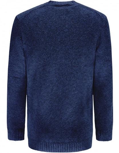 Alan Paine Shetland-Pullover mit Rundhalsausschnitt | Denimblau
