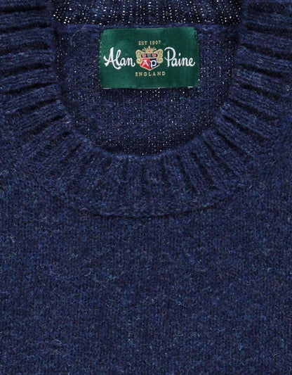 Alan Paine Shetland-Pullover mit Rundhalsausschnitt | Denimblau