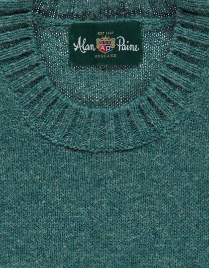 Alan Paine Shetland Crew Neck Pullover | Green