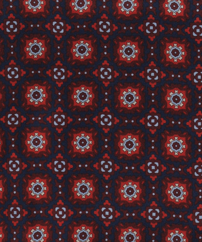 Sjaal Zijde/Wol | Navy Rood Patroon