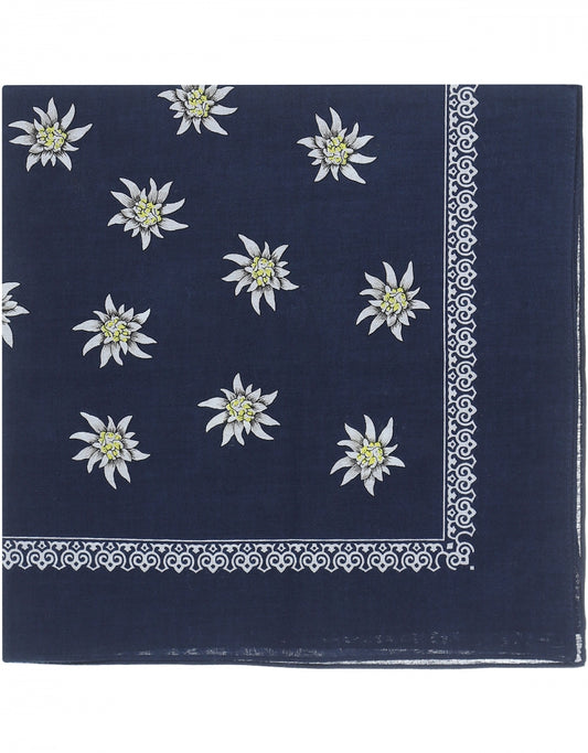 Bauerntaschentuch | Großes Blumenmuster, Marineblau