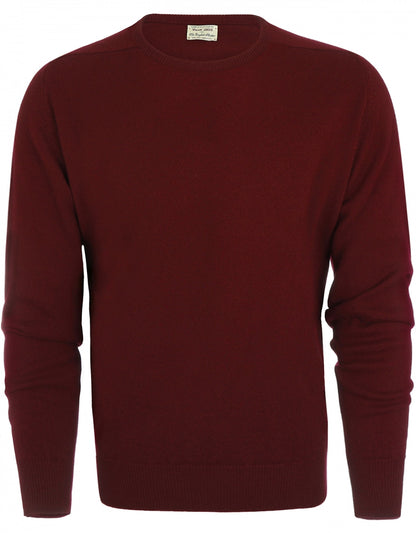 William Lockie Round Neck Lambswool Pullover | Bordeaux