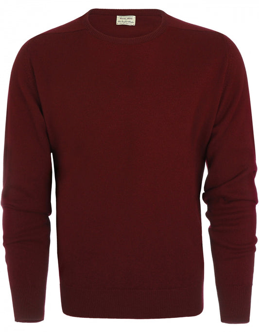 William Lockie Round Neck Lambswool Pullover | Bordeaux
