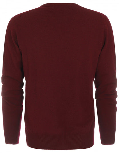 William Lockie Round Neck Lambswool Pullover | Bordeaux