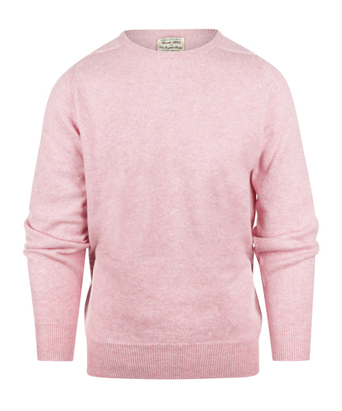 William Lockie Round Neck Lambswool Pullover | Pink