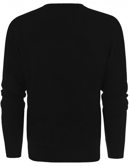 William Lockie V-neck Lambswool Pullover | Black