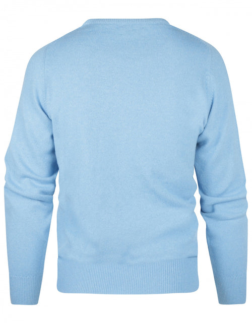 William Lockie V-hals Lamswol Pullover | Blue Sky