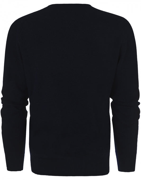 William Lockie V-neck Lambswool Pullover | Navy