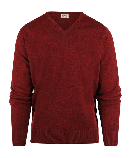 William Lockie V-neck Lambswool Pullover | Red Velvet