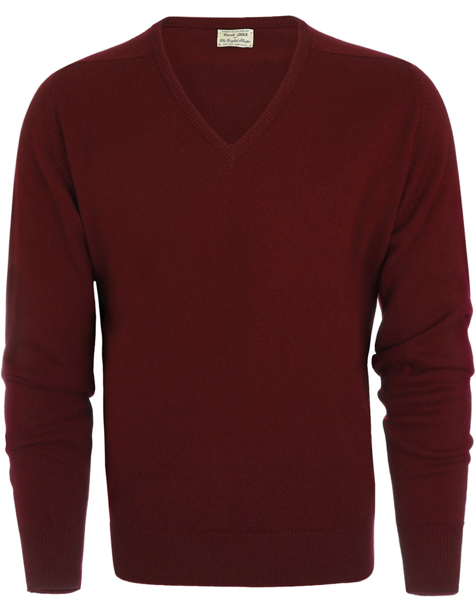 William Lockie V-neck Lambswool Pullover | Bordeaux