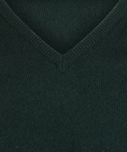 William Lockie V-neck Lambswool Pullover | Tartan Green