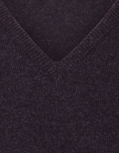 William Lockie V-neck Lambswool Pullover | Elderberry
