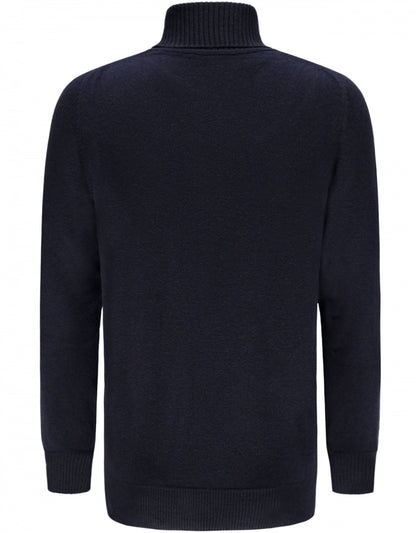 William Lockie Rollkragenpullover aus Lammwolle | Marineblau