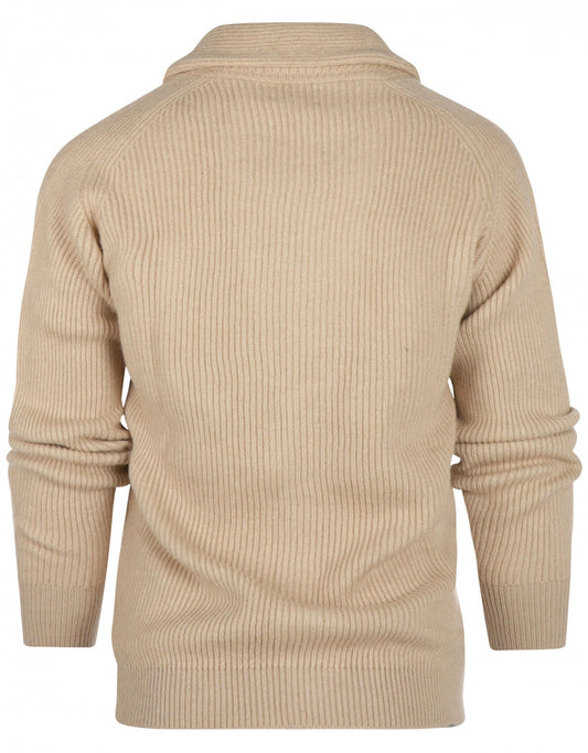 Strickjacke mit Knöpfen, Kamelhaar, Schalkragen | Blond