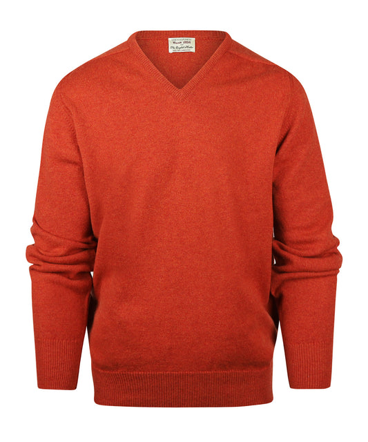 Pullover aus Lammwolle, holländische Passform, V-Ausschnitt | Braun