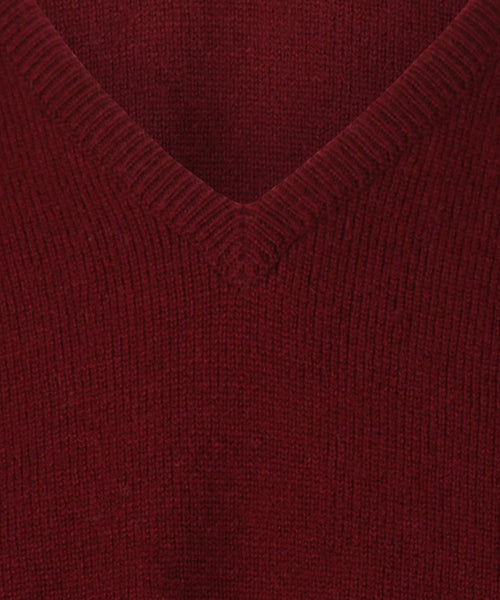 Pullover Lambswool dutch fit v-neck | Bordeaux