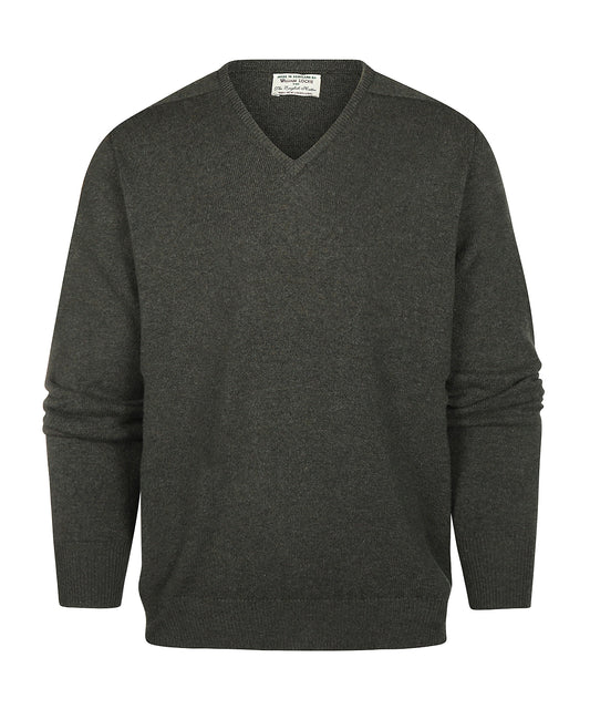 Lamswollen V-Hals Pullover Dutch Fit | Seaweed