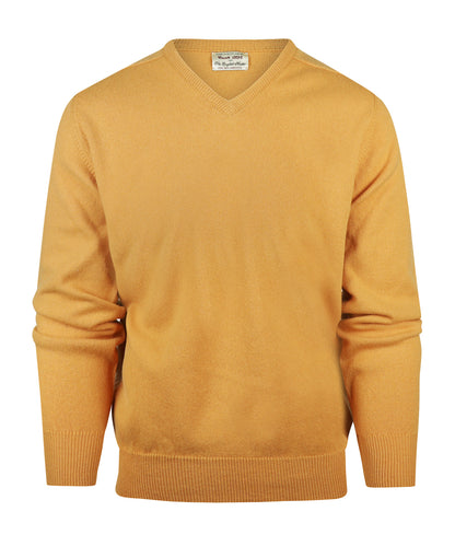 Pullover aus Lammwolle, holländische Passform, V-Ausschnitt | Erntegold