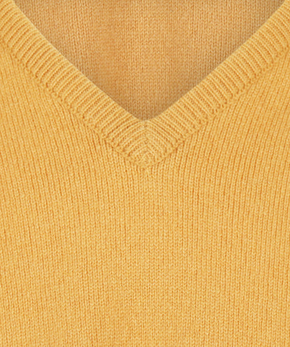Pullover aus Lammwolle, holländische Passform, V-Ausschnitt | Erntegold