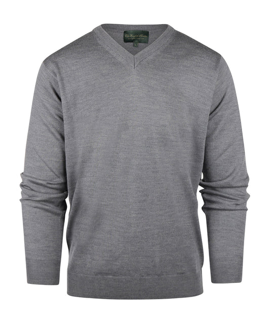 Merino wool v-neck sweater | Mid Grey