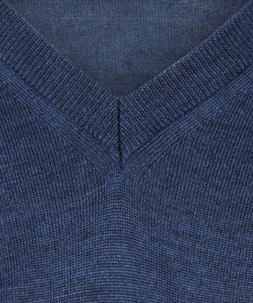 Merino wool v-neck sweater | Blue