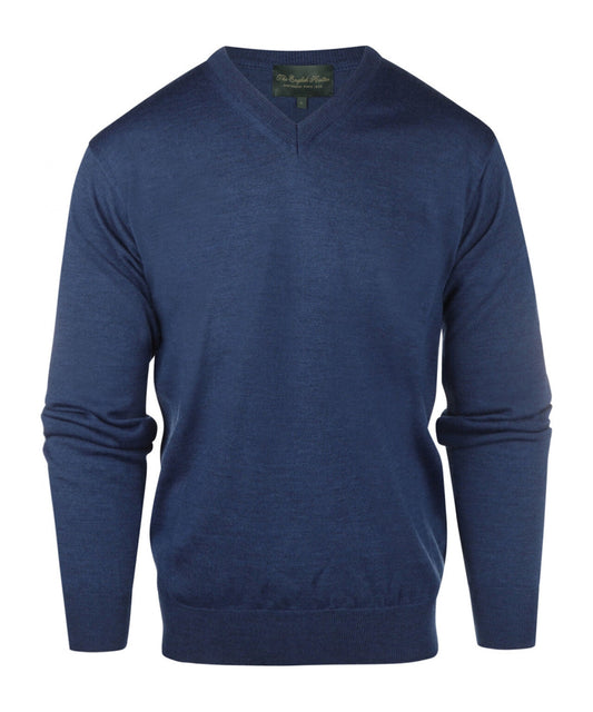 Merino wool v-neck sweater | Blue