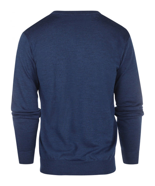 Pullover merino wol v-hals | Blauw