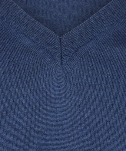 Merino V-Hals Pullover | Blauw Melange