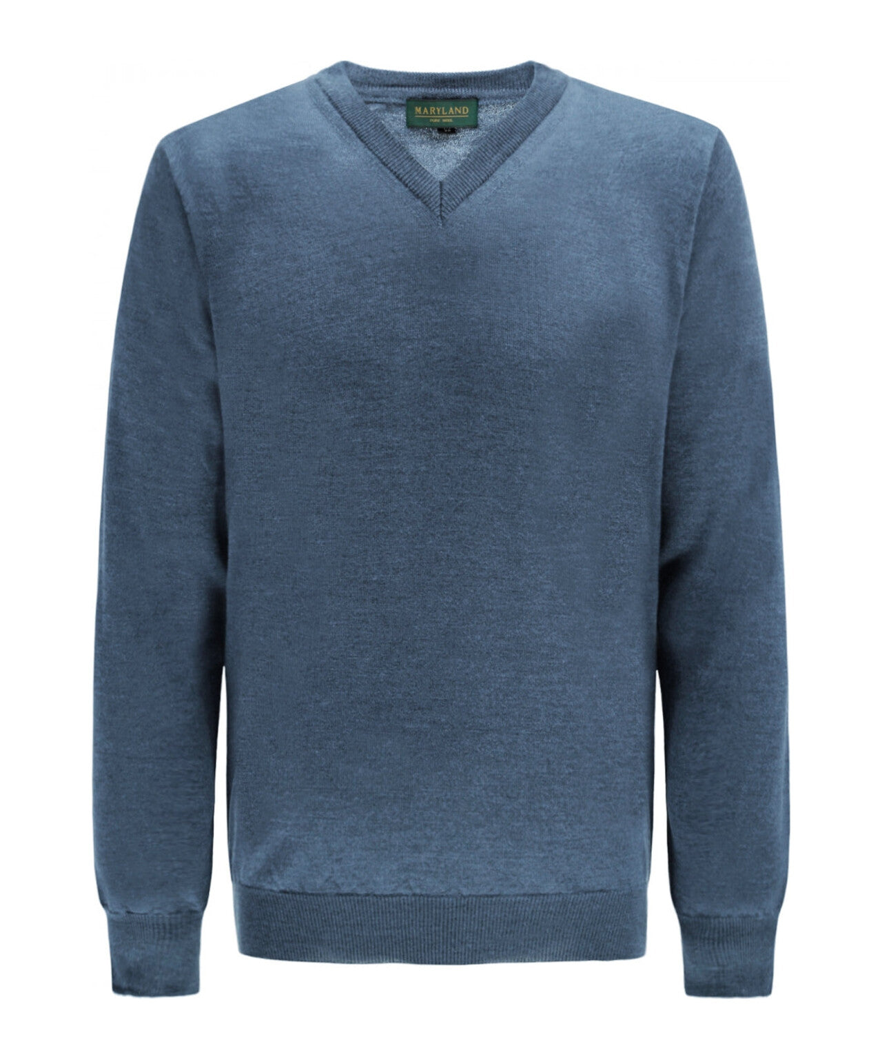 Merino V-Hals Pullover | Staal Blauw Melange
