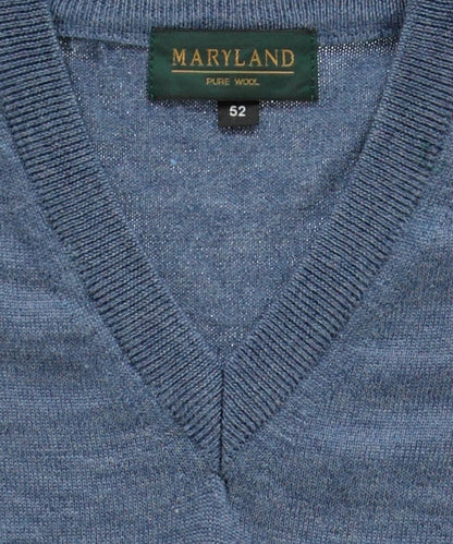 Merino V-Hals Pullover | Staal Blauw Melange