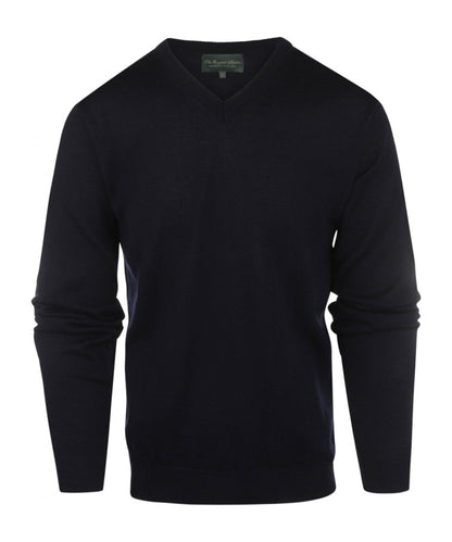 Pullover aus Merinowolle mit V-Ausschnitt | Marineblau