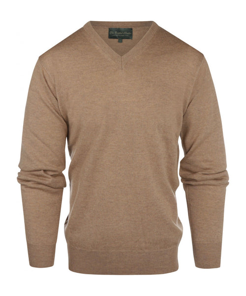 Merino wool v-neck sweater | Camel