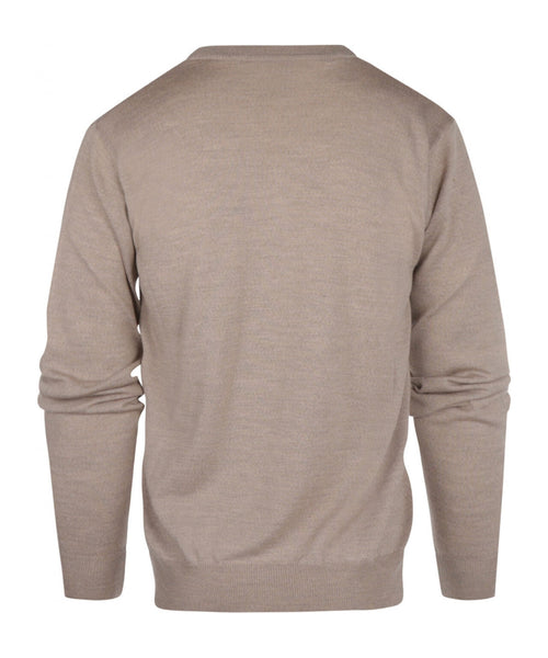 Pullover merino wol v-hals | Donker Beige