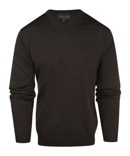 Merino V-Hals Pullover | Donker Bruin