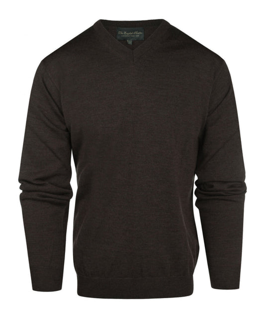 Merino wool v-neck sweater | Dark Brown