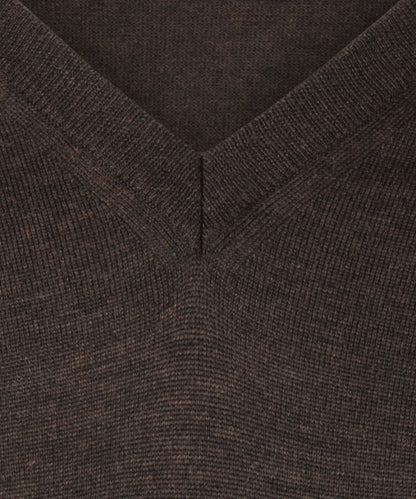 Merino V-Hals Pullover | Donker Bruin